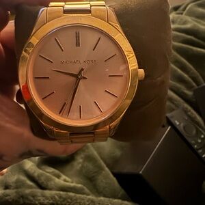 Michael Kors Gold Tone Watch with Rose Dial